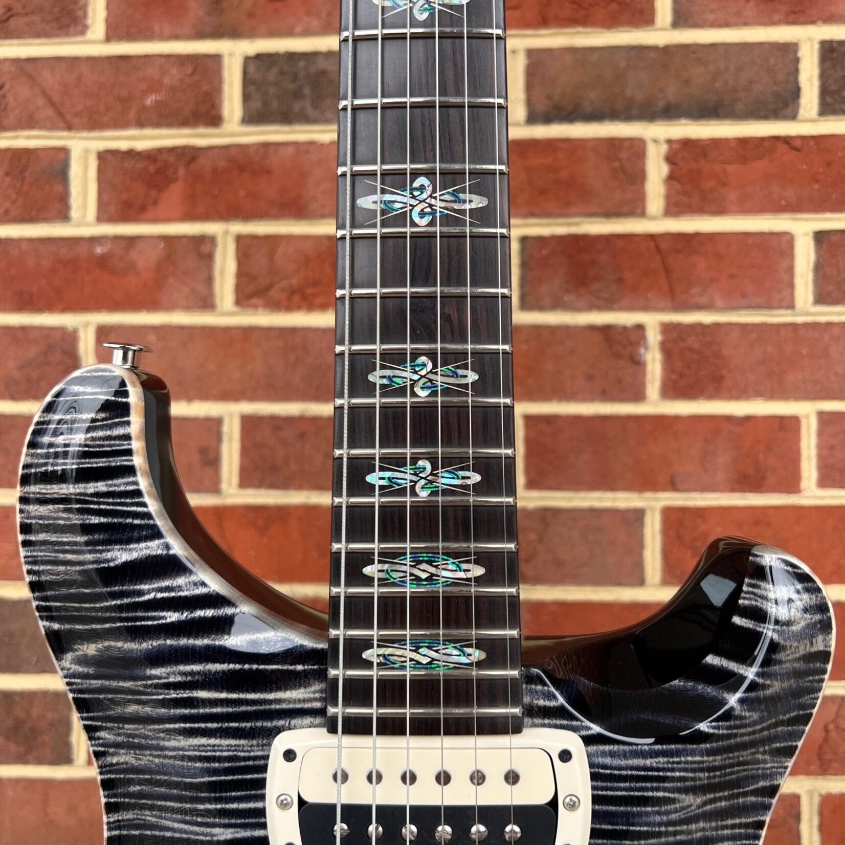 Paul Reed Smith Paul Reed Smith Private Stock John McLaughlin Limited Edition, 1 of 200 Worldwide, Flame Maple Top, African Mahogany Body, Hormigo Neck, African Blackwood Fretboard, Celtic Knot Inlays - Crushed Opal, Signed by John McLaughlin, Hardshell Case