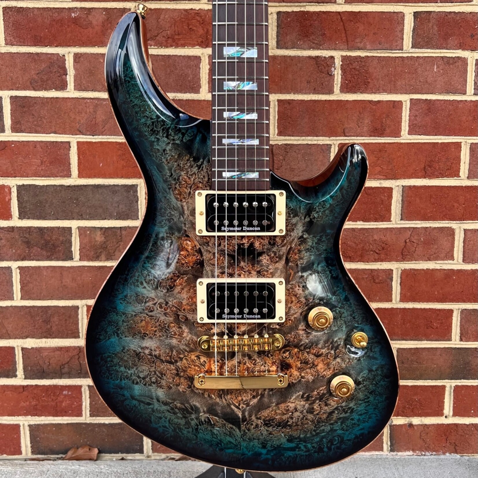 ESP Original Series Mystique CTM, See Thru Black Blue Burst, Burl 