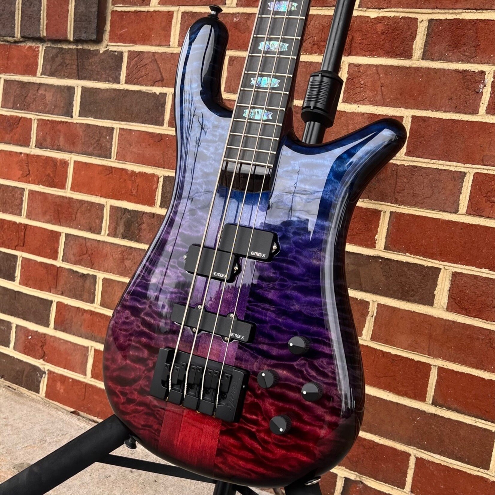 Spector Spector USA NS-2, Interstellar, Quilted Maple Top, Reclaimed Redwood Body, Ebony Fretboard, Abalone Crown Inlays, EMG PX/SJX Pickups, HAZ 9v Preamp, Hardshell Case (USED)