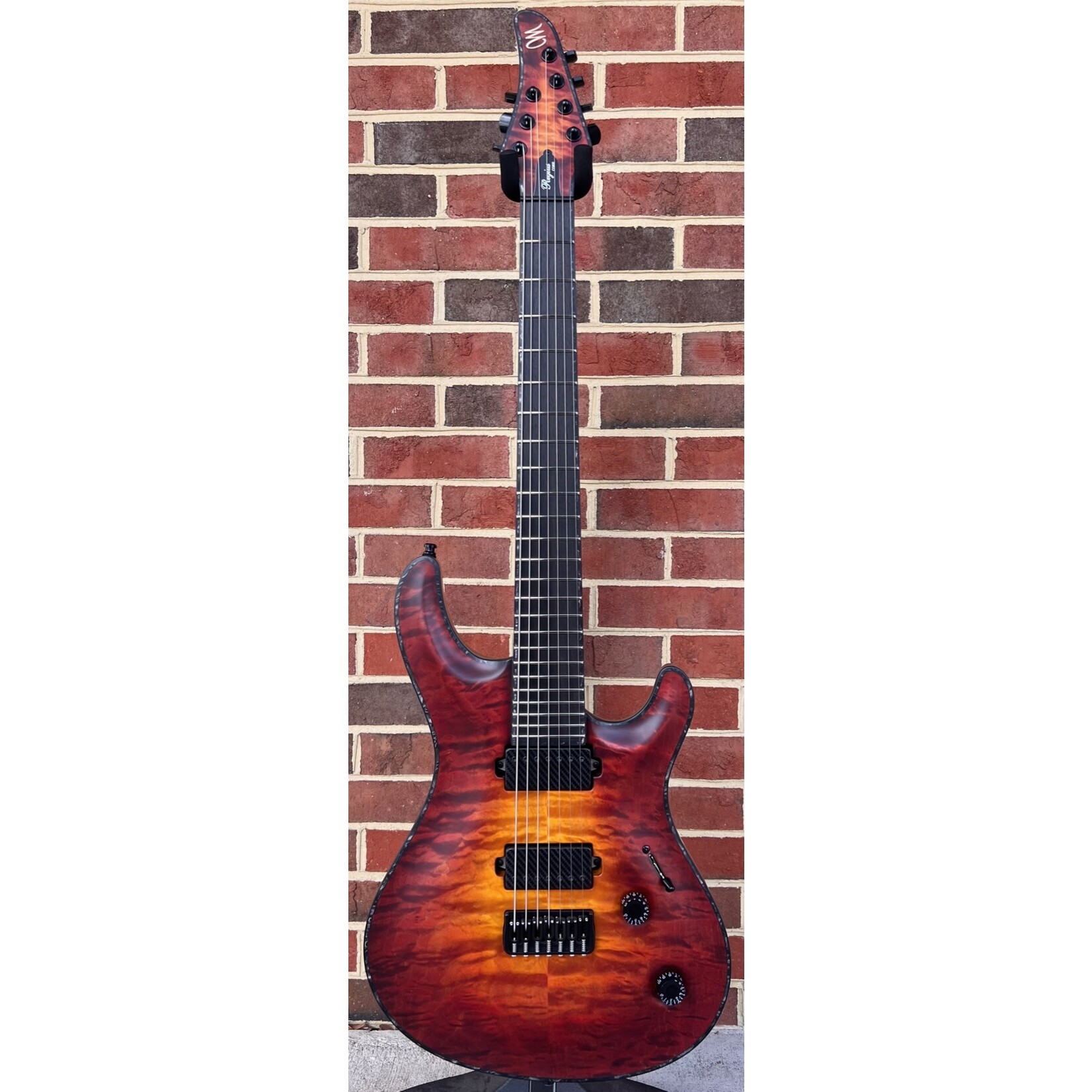 Mayones Mayones Regius Core RSi 7, Ryan Siew Inspiration Series, Lava Burst Satin, 4A Quilted Maple Top, American Ash TEW Body, 11ply Maple TEW/Wenge/Maple Neck Thru, Bareknuckle Nailbomb/VHII Pickups w/ Carbon Cover, Mayones Hiscox Case
