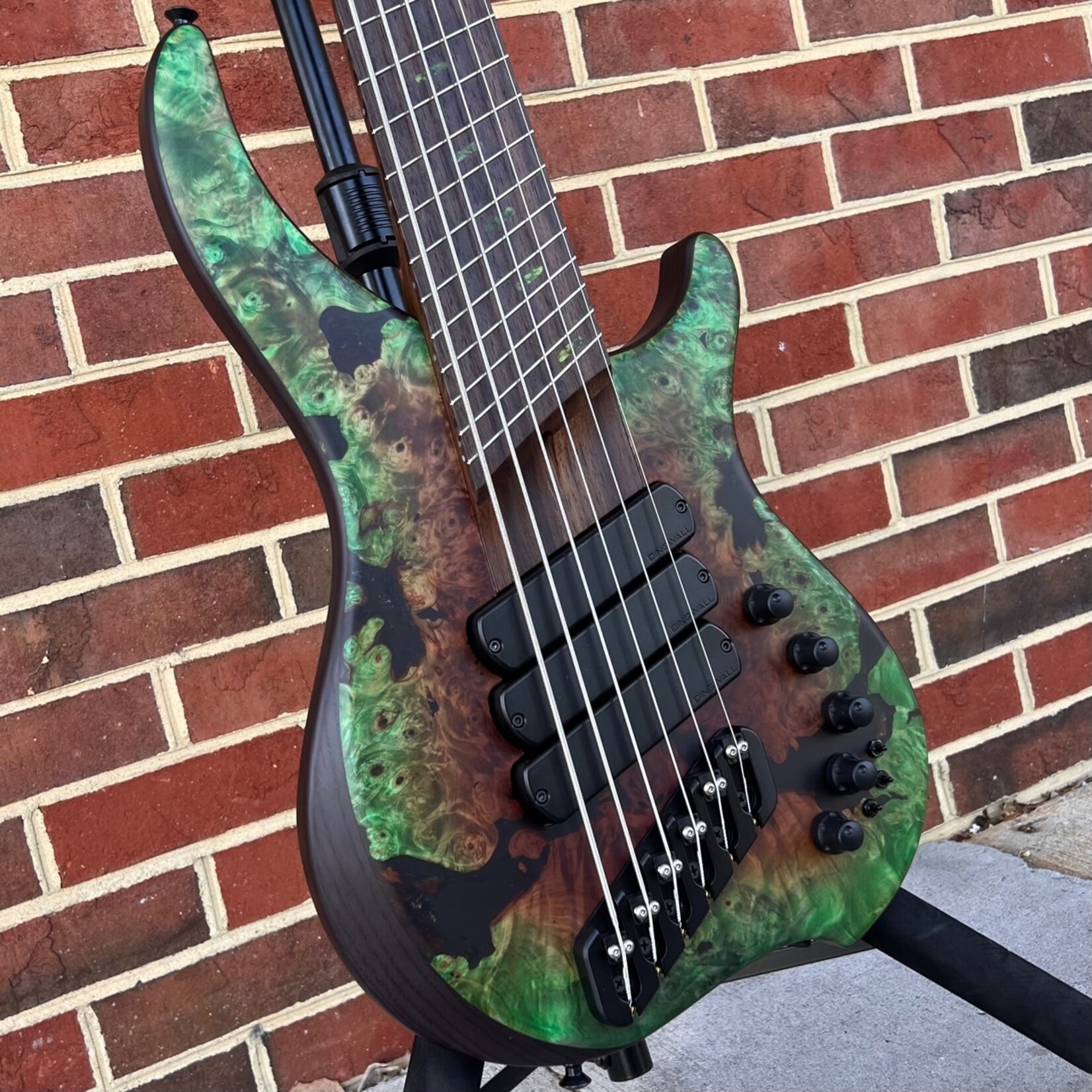 Dingwall Dingwall ABZ Custom 6-String, Trans Brown to Green Reverseburst, Buckeye Burl X-Top, Swamp Ash Body, Wenge Neck & Fretboard, Speedo Bars Inlays - Matching Wood, Darkglass Tone Capsule w/ Toggles, Dingwall Gig Bag