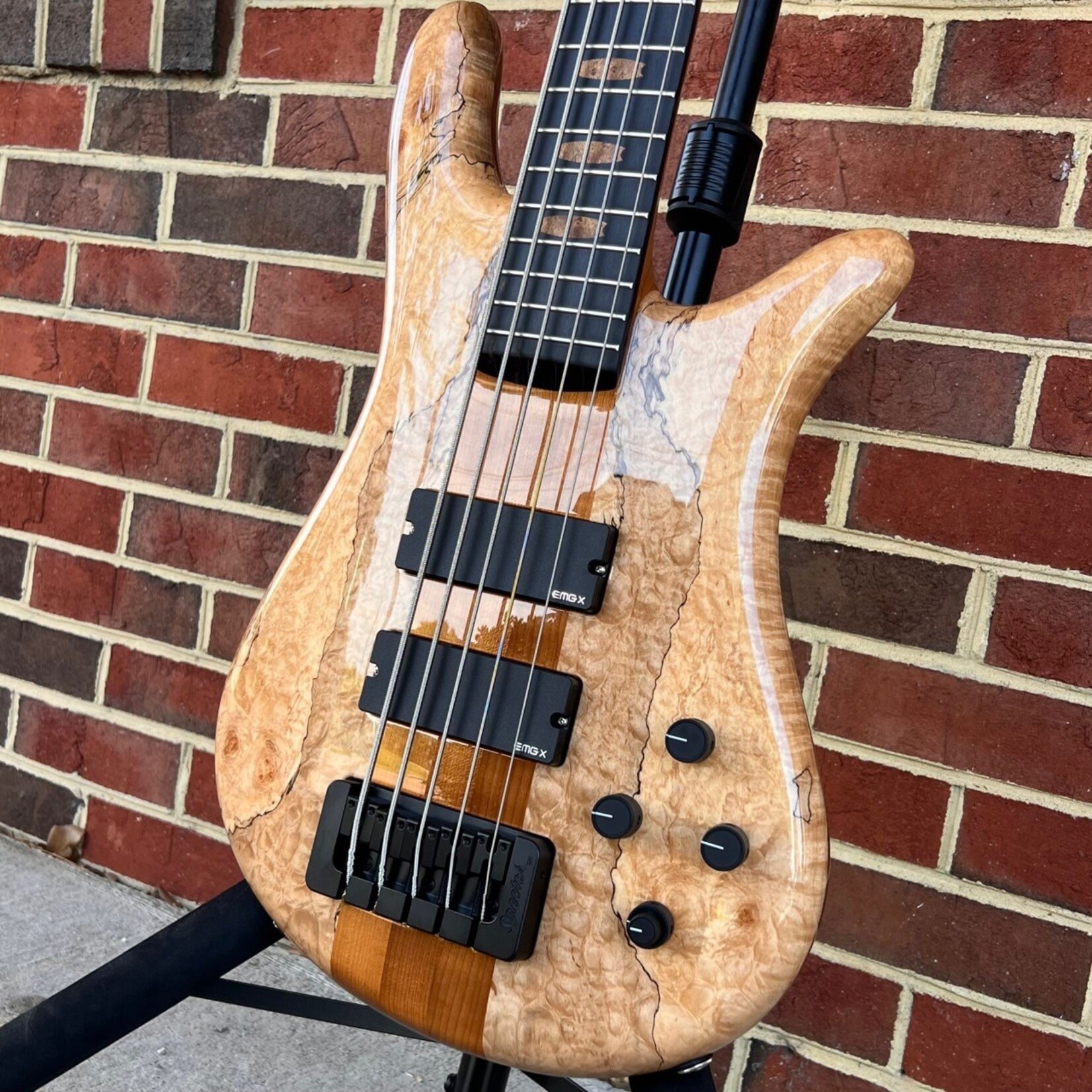 Spector Spector USA NS-5XL, Chestnut Top (Quilted & Spalted), Figured Walnut Body, Roasted Maple Neck, Ebony Fretboard, Roasted Maple Crown Inlays, Matching Headstock, EMG 40DCX Pickups, HAZ 18-volt Preamp, Dunlop Flush Mount Strap Locks, TSA Case