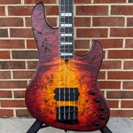 Mayones Mayones Jabba Custom 4, Lava Burst Raw, 4A Eye Poplar Top, Swamp Ash Body, 1pc Maple Neck, Ebony Fretboard, Block Inlays, Velvetrone Muscle Pickup, Mayones Hybrid Case