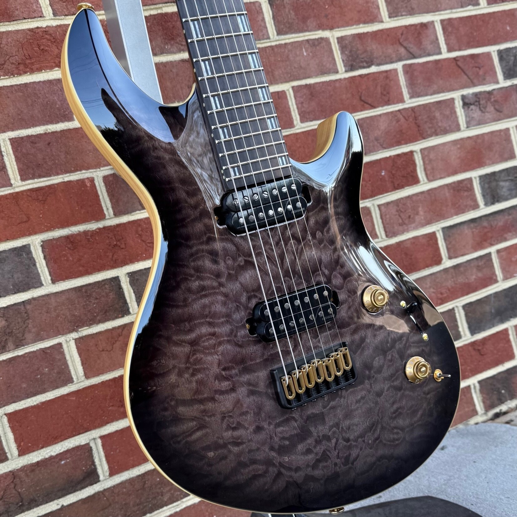 LTD ESP LTD JR-7QMFBSB, Javier Reyes Signature, 7-String, Faded Blue Sunburst, Neck-Thru, Quilted Maple Top, Swamp Ash Body, Walnut/Maple/Padauk 5pc Neck, Fishman Pickups, Hipshot Bridge, Locking Tuners, Hardshell Case, SN# W21072603
