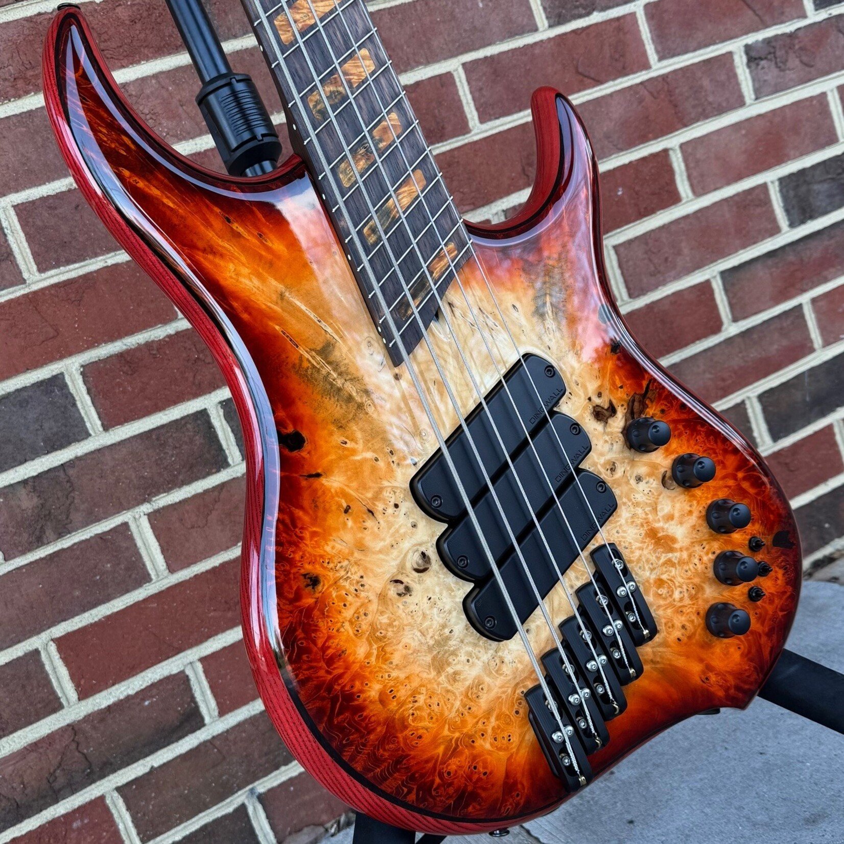 Dingwall Dingwall Custom Z3 5-String, Explosion Burst, Buckeye Burl Top, Wenge Contrast Layer, Dual-Density Swamp Ash/Northern Alder Body, Wenge Neck, Ebony Fretboard, Matching Wood Block Inlays, Neve Preamp w/ Toggles,