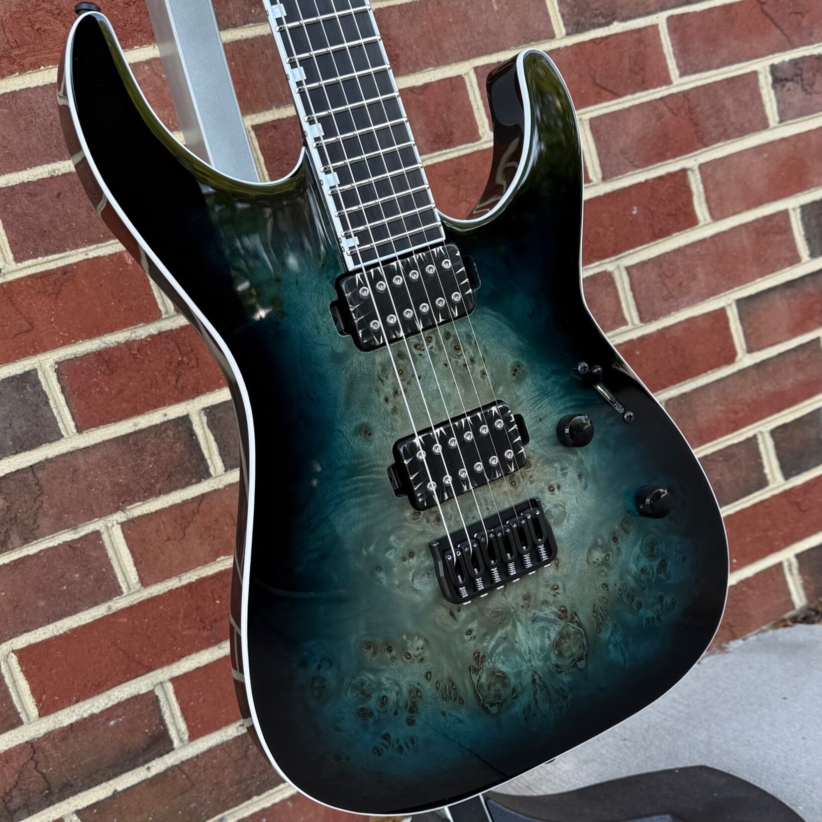 ESP ESP E-II M-II, Neck-Thru, Burl Maple Top, Mercury Blue Burst, Bareknuckle Pickups, Hardshell Case