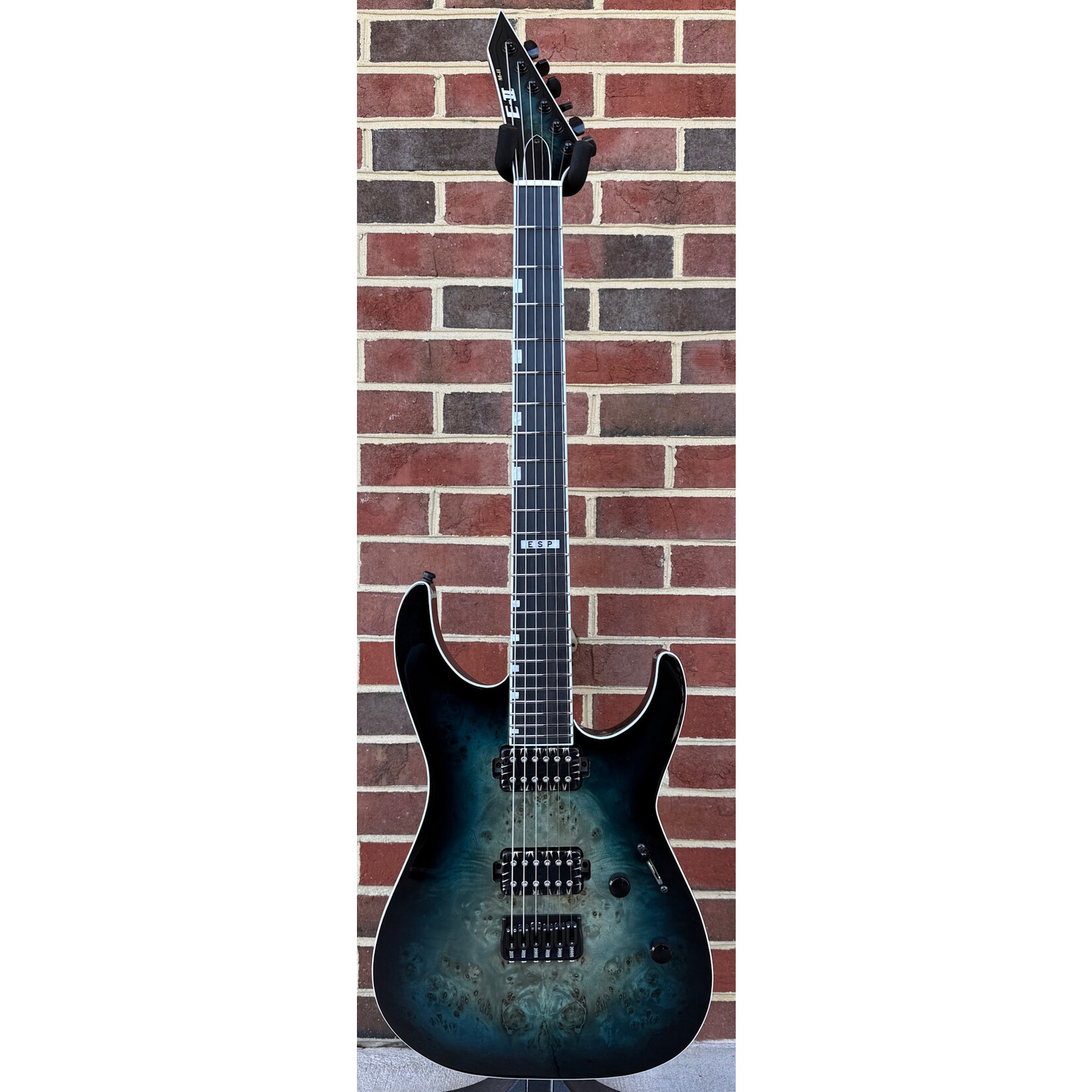 ESP ESP E-II M-II, Neck-Thru, Burl Maple Top, Mercury Blue Burst, Bareknuckle Pickups, Hardshell Case