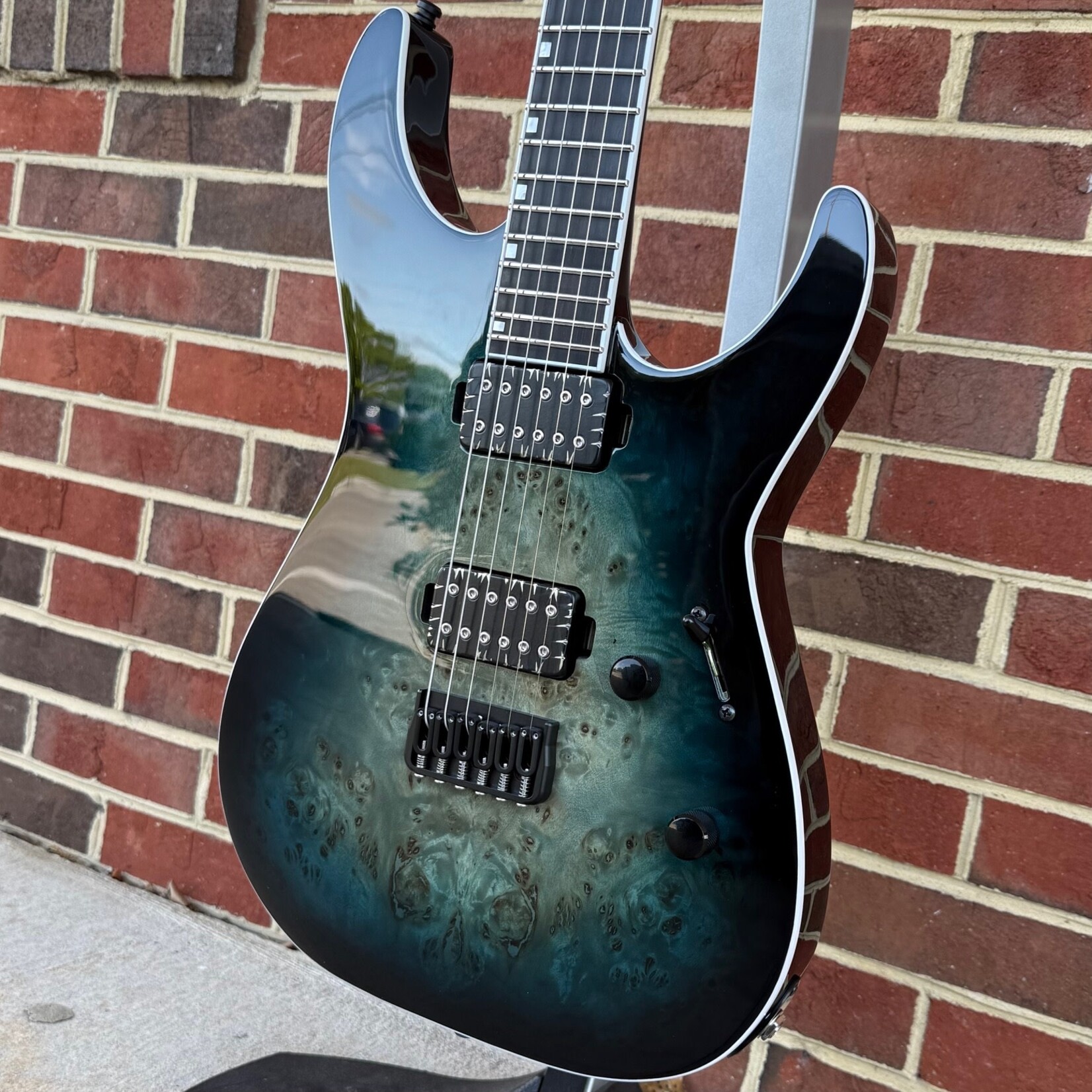 ESP ESP E-II M-II, Neck-Thru, Burl Maple Top, Mercury Blue Burst, Bareknuckle Pickups, Hardshell Case