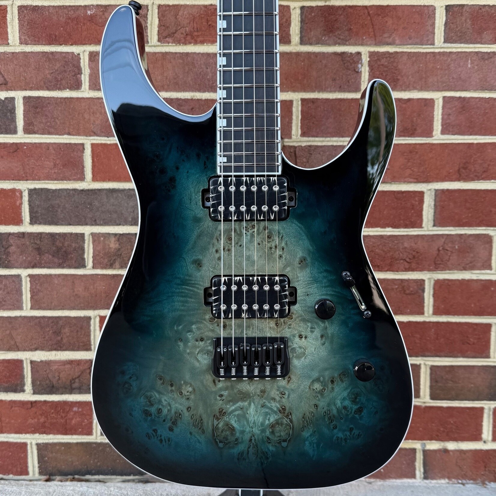 ESP ESP E-II M-II, Neck-Thru, Burl Maple Top, Mercury Blue Burst, Bareknuckle Pickups, Hardshell Case