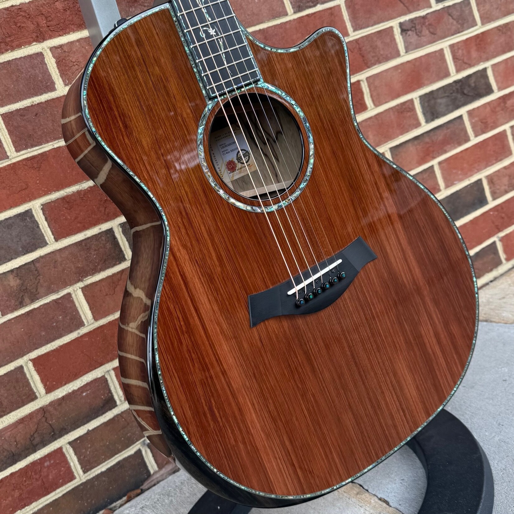 Taylor Taylor NAMM 2025 Catch Custom #3 "Canela" - 1 of 20, Grand Auditorium, Sinker Redwood Top, Black Limba Back & Sides, Ebony Binding with Radius Armrest, Island Vine Inlay, Gotoh 510 Tuners, ES2 Electronics, Hardshell Case