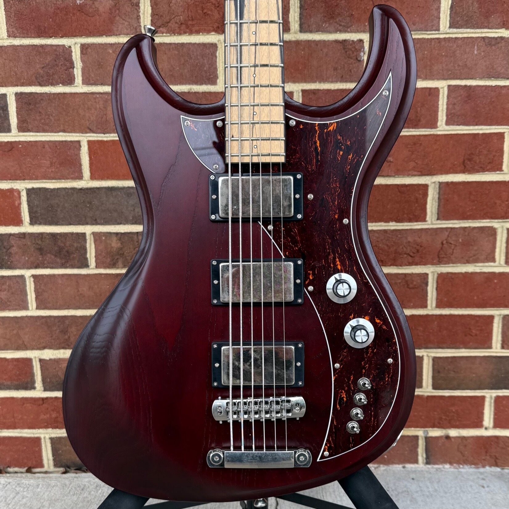 Dunable Guitars Dunable Gnarwhal VI, 30.75" Scale, Tortoise Red, Swamp Ash Body, Maple Neck, Pale Moon Ebony Fretboard, Black Binding, Luminlay Dot Inlays, Hipshot Tone A Matic Bridge, Graph Tech Ratio Tuners, Hardshell Case