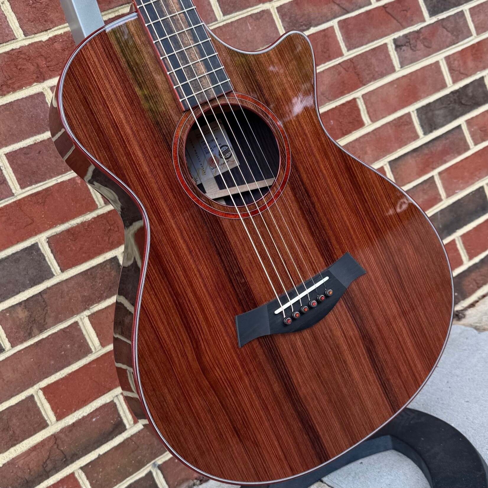 Taylor Taylor NAMM 2025 Catch Custom #25 "Le Rouge" - 1 of 20, Grand Concert 12-Fret, Sinker Redwood Top, AA Indian Rosewood Back & Sides, Variegated Ebony Fretboard, Bloodwood Binding & Rosette, Gotoh 510 Antique Chrome Tuners, LR Baggs Elemen