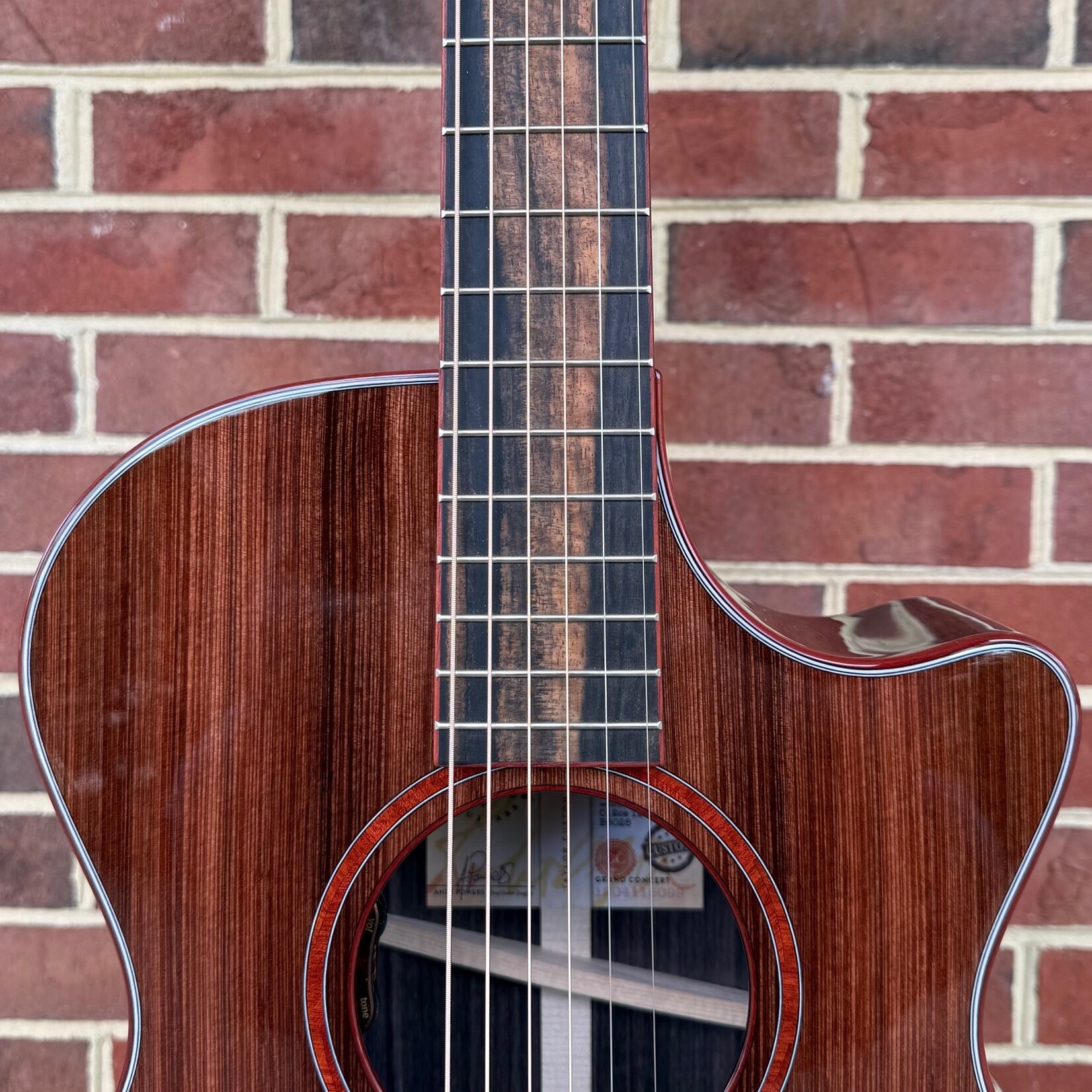 Taylor Taylor NAMM 2025 Catch Custom #25 "Le Rouge" - 1 of 20, Grand Concert 12-Fret, Sinker Redwood Top, AA Indian Rosewood Back & Sides, Variegated Ebony Fretboard, Bloodwood Binding & Rosette, Gotoh 510 Antique Chrome Tuners, LR Baggs Elemen
