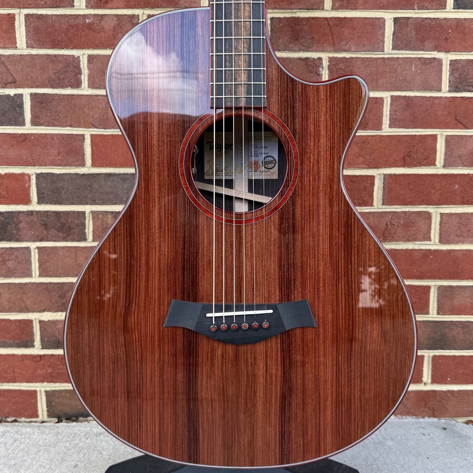 Taylor Taylor NAMM 2025 Catch Custom #25 "Le Rouge" - 1 of 20, Grand Concert 12-Fret, Sinker Redwood Top, AA Indian Rosewood Back & Sides, Variegated Ebony Fretboard, Bloodwood Binding & Rosette, Gotoh 510 Antique Chrome Tuners, LR Baggs Elemen