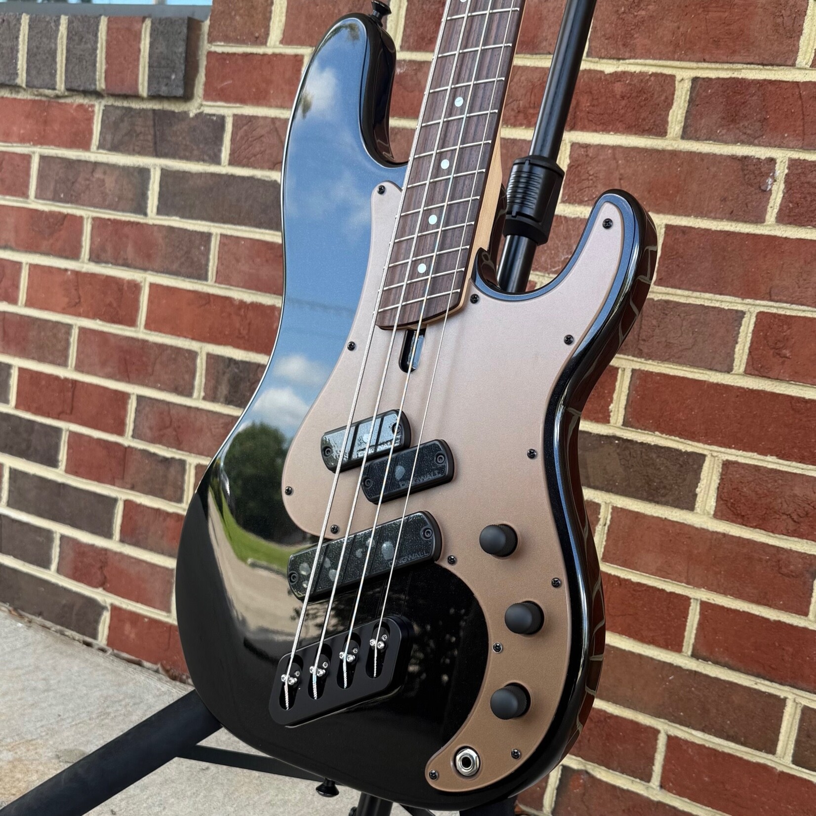 Dingwall Dingwall SP1 4-String, Gloss Metallic Black, Alder Body, Maple Neck, Rosewood Fretboard, Matte Coco Gold Pickguard, Gig Bag, SN# IE250101515