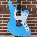 Mayones Mayones Jassper Aged V24, Monolith Daphne Blue Nitro (Aged), Swamp Ash TEW Body, Maple TEW Neck, Ebony Fretboard, Velvetrone Chori + Solium Pickups, Gotoh 510 Tremolo, Gotoh 510 Locking Tuners, Mayones Hybrid Case