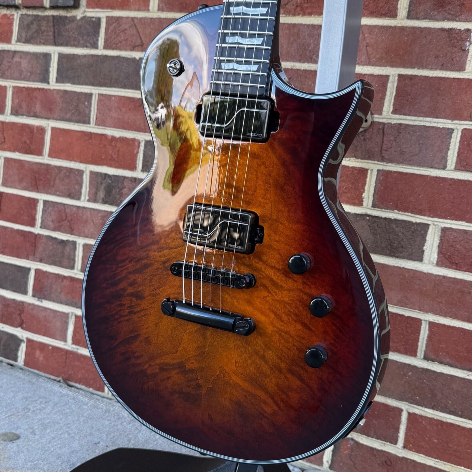 ESP ESP E-II Eclipse, Tiger Eye Sunburst, Quilted Maple Top, Mahogany Neck & Body, Ebony Fretboard, Fishman Fluence Modern Pickups, Locking Tuners, Hardshell Case