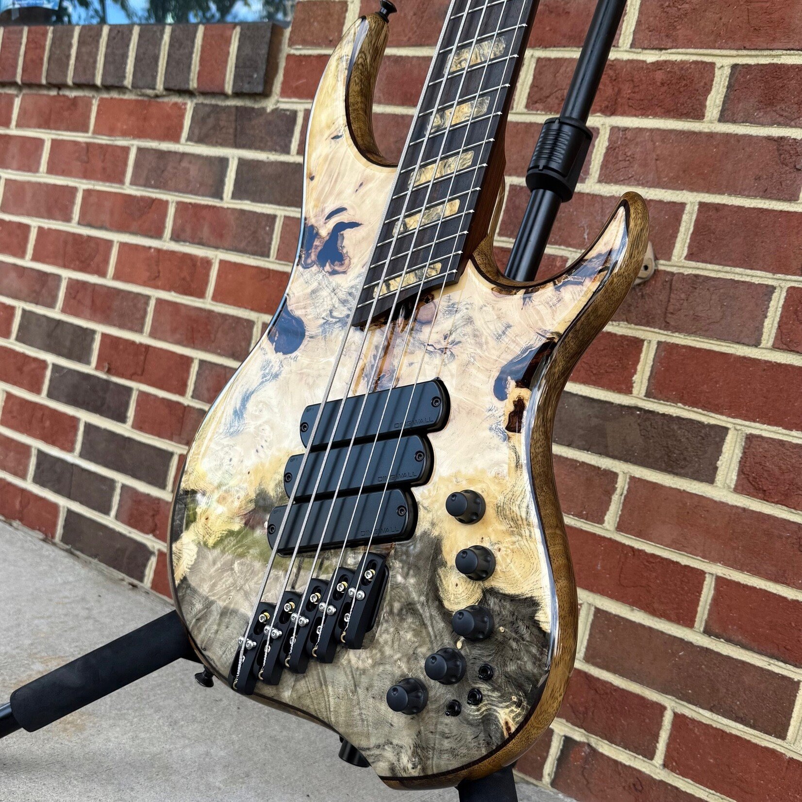 Dingwall Dingwall Z3 Custom 5-String, Buckeye Burl Top, Wenge Contrast Layer, Black Limba Body, Roasted Ash Neck, Macassar Ebony Fretboard, Buckeye Burl Block Inlays, Neve Preamp with Toggles, Hipshot Xtender Key, Dingwall Deluxe Gig Bag