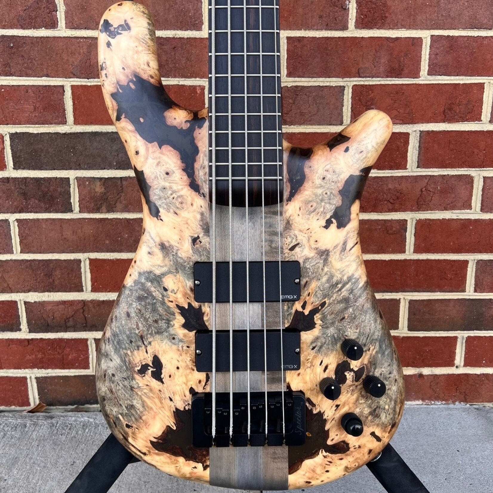 Spector Spector USA NS-5XL, The Music Loft 30th Anniversary, Buckeye Burl Top, Black Limba Body, 3pc Maple Neck - Charcoal Stain, Macassar Ebony Fretboard, Pale Moon Ebony 12th Fret Inlay, TSA Case (USED/CONSIGNMENT)