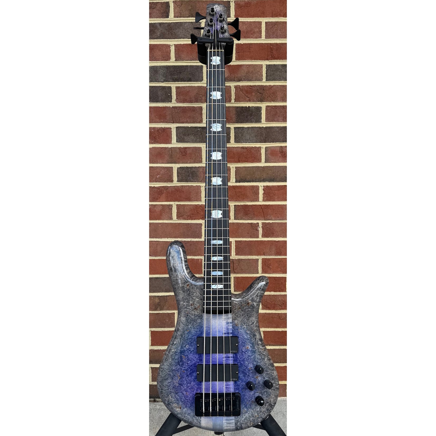 Spector Spector USA NS-5XL, Purple to Charcoal Reverseburst, Maple Burl Top, Swamp Ash Body, 3pc Maple Neck, EMG 40DCX Pickups, Darkglass Tone Capsule Preamp, TSA Hardshell Case