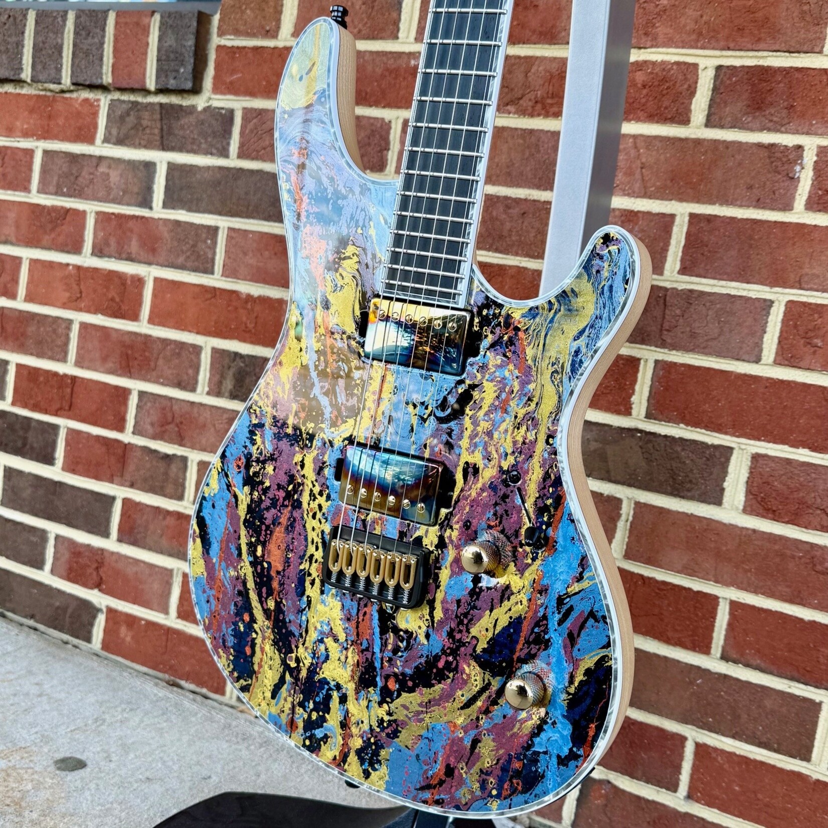 Mayones Mayones Regius 6, NAMM 2026 41/50, Imperial Nebula Splash, 3A Flamed Maple Top, Swamp Ash Body, Velvetrone Ironside + Solium Pickups, Petrol Covers with Black Screws, Mayones Hybrid Double Deck Case