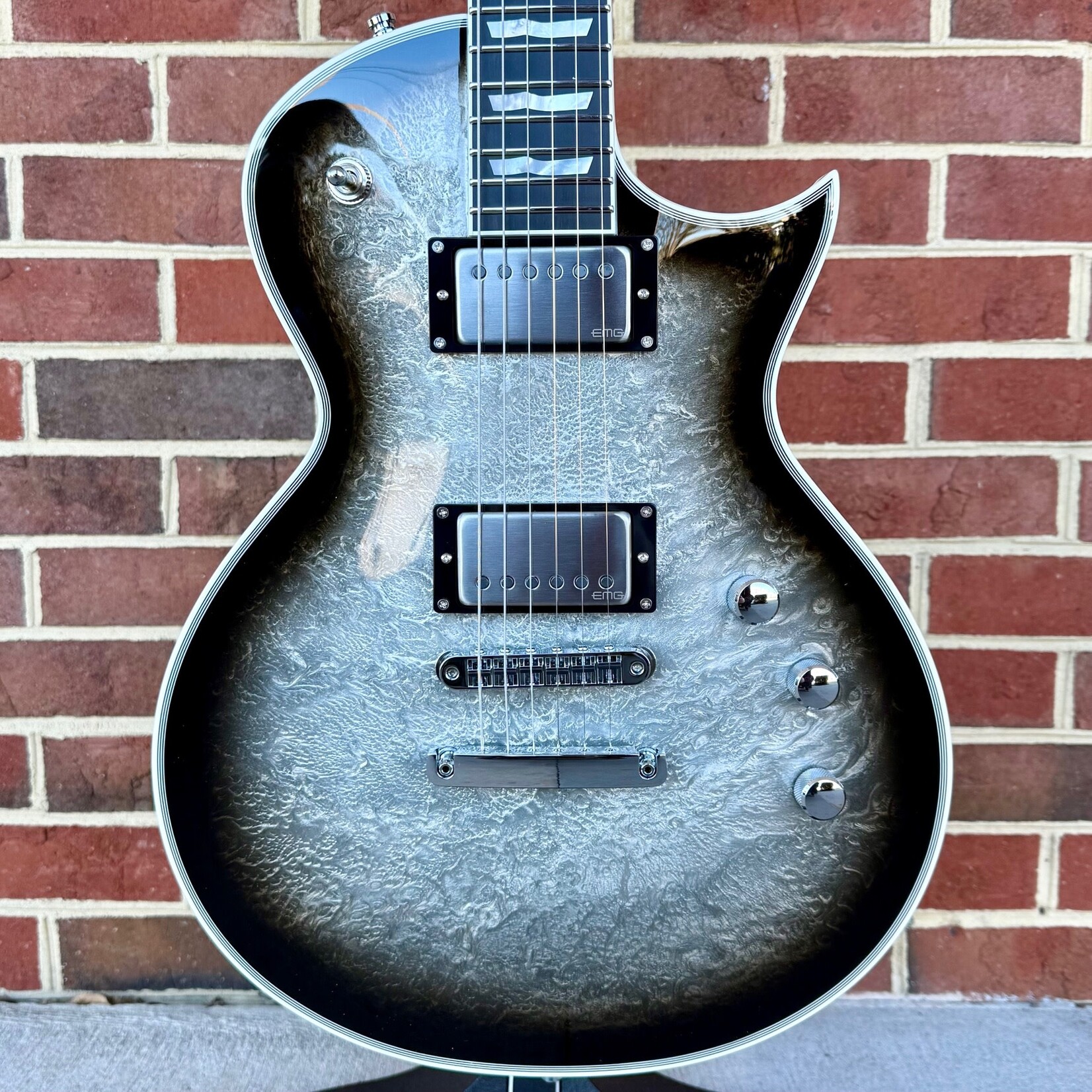 ESP ESP Original Series Eclipse Custom, Silver Liquid Metal Burst, EMG Het Set, Hardshell Case, SN# E7690252