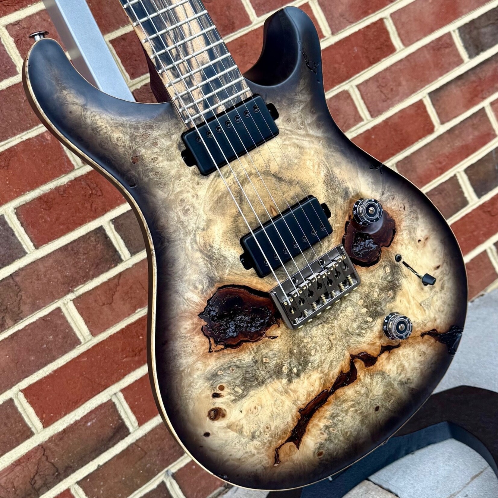 Paul Reed Smith Paul Reed Smith Private Stock Custom 24 7-String, Buckeye Burl Top, Black Limba Body, AAA East Indian Rosewood Neck, Pale Moon Ebony Fretboard, Velvetrone Ironside + Solium Pickups, Hardshell Case
