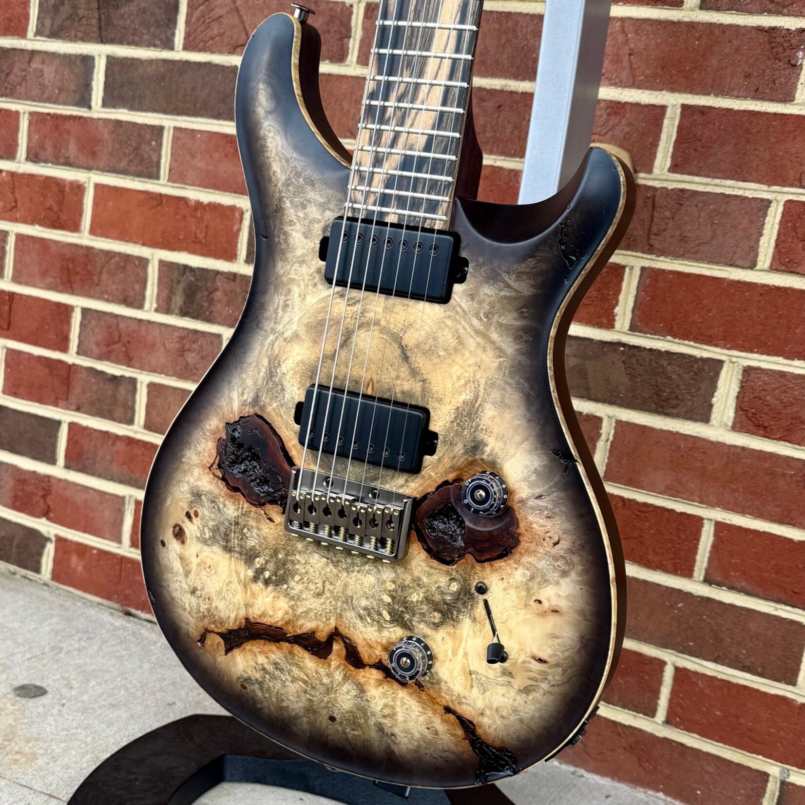 Paul Reed Smith Paul Reed Smith Private Stock Custom 24 7-String, Buckeye Burl Top, Black Limba Body, AAA East Indian Rosewood Neck, Pale Moon Ebony Fretboard, Velvetrone Ironside + Solium Pickups, Hardshell Case