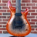 Mayones Mayones Regius Core 7 B27, Supernova Orange, 4A Burl Maple Top, Black Limba Body, 4A Pale Moon Ebony Fretboard, Matching Wood Knobs, Velvetrone Pickups, Mayones Deluxe Hybrid Case