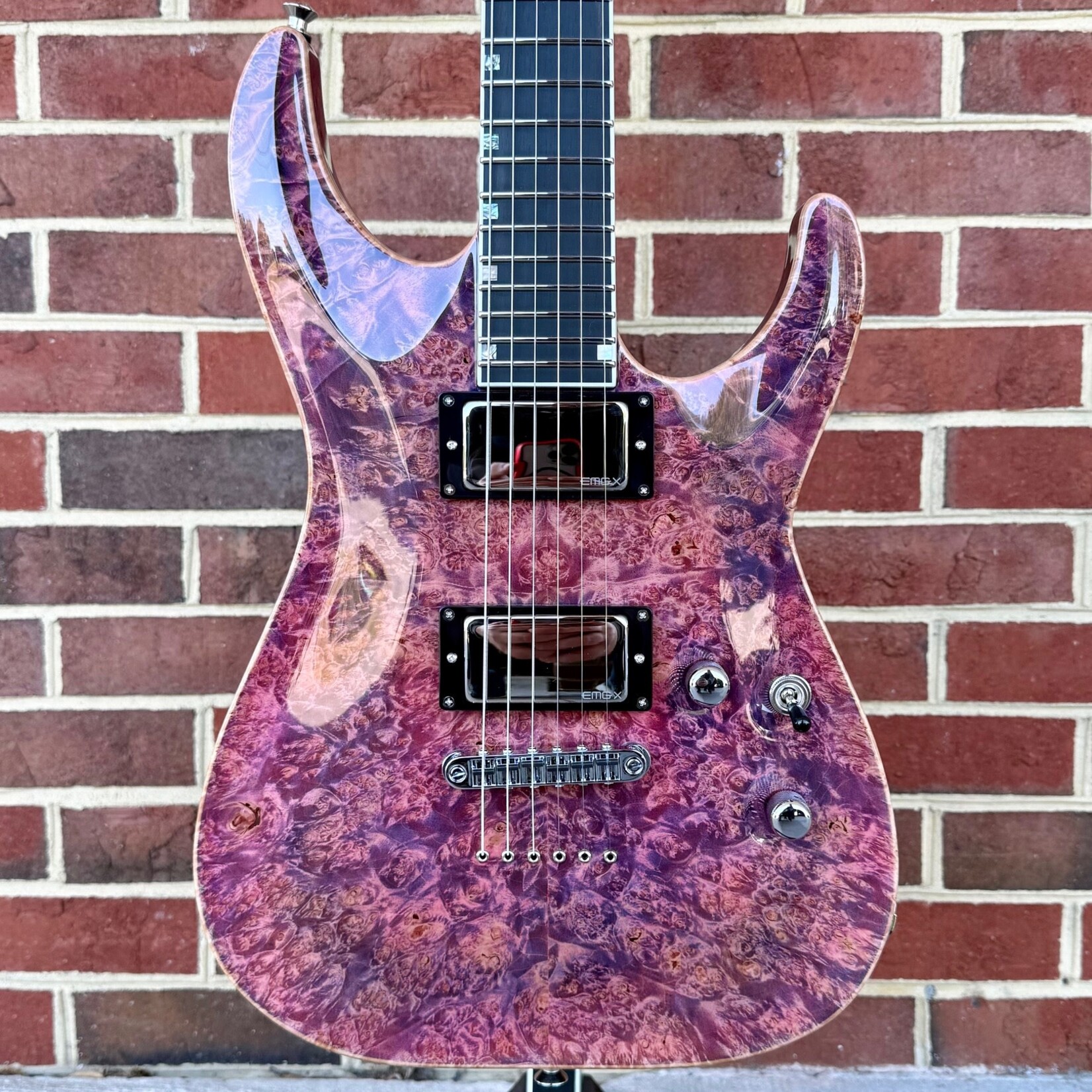 ESP ESP USA Limited Edition Horizon, 1 of 12, Pink Carmine, Maple Burl Top, Mahogany Body, Ebony Fretboard, EMG X Pickups, Gotoh Locking Tuners, Hardshell Case