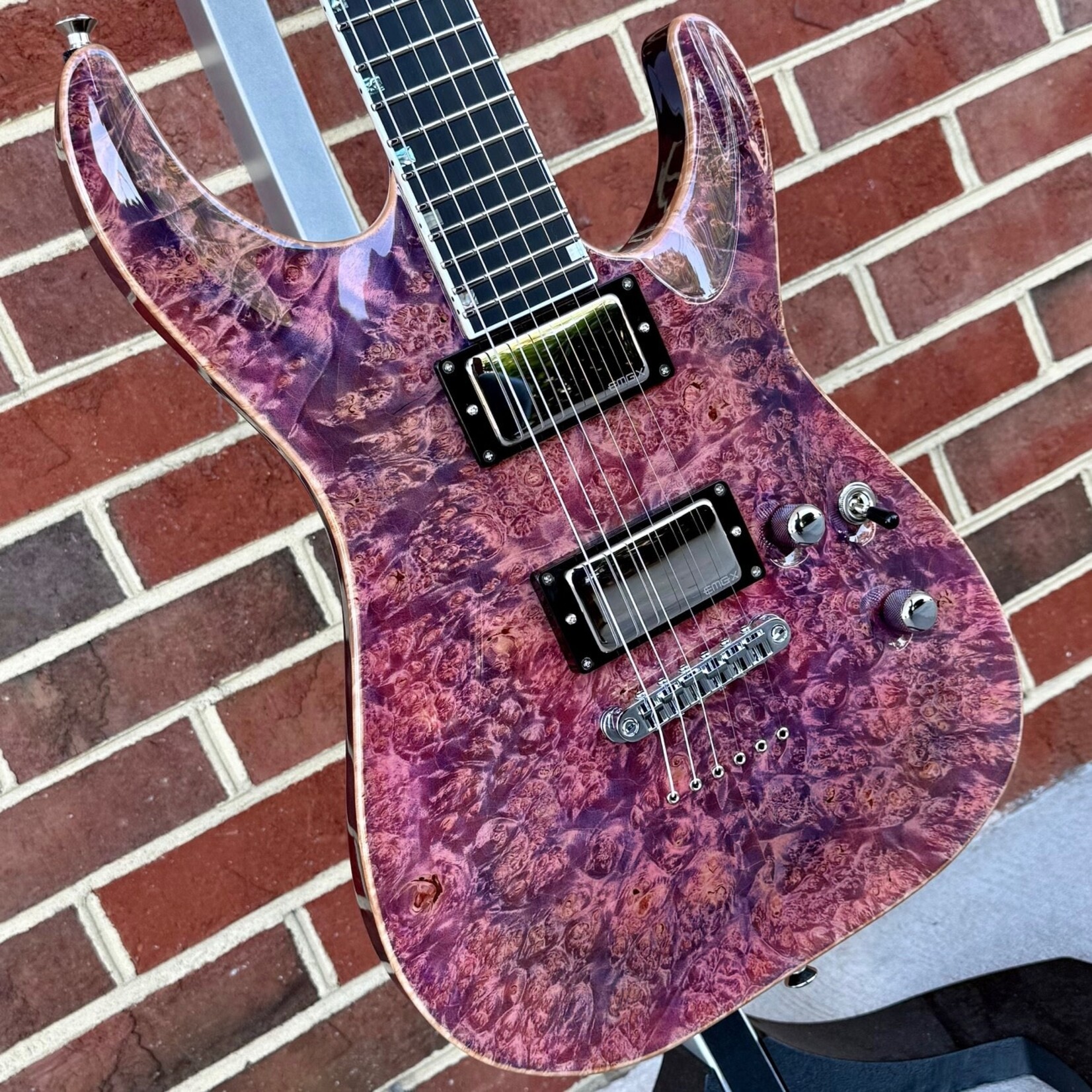 ESP ESP USA Limited Edition Horizon, 1 of 12, Pink Carmine, Maple Burl Top, Mahogany Body, Ebony Fretboard, EMG X Pickups, Gotoh Locking Tuners, Hardshell Case