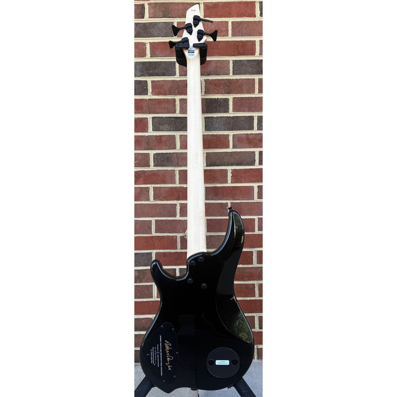 Dingwall Dingwall JT3 4-String John Taylor Signature Model, Stealth Black w/ Rio Stripes, Nyatoh Body, Maple Neck, Pau Ferro Fretboard, Matching Headstock, Neve Preamp, Gig Bag, SN# 20706