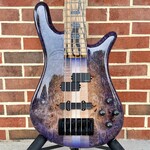 Spector Spector USA NS-5XL, Natural to Purple Burst, Maple Burl Top, Swamp Ash Body, 3pc Maple Neck, Pale Moon Ebony Fretboard, Black Mother of Pearl Crown Inlays, EMG P5X/SJ5X Pickups, HAZ 9-Volt, TSA Case