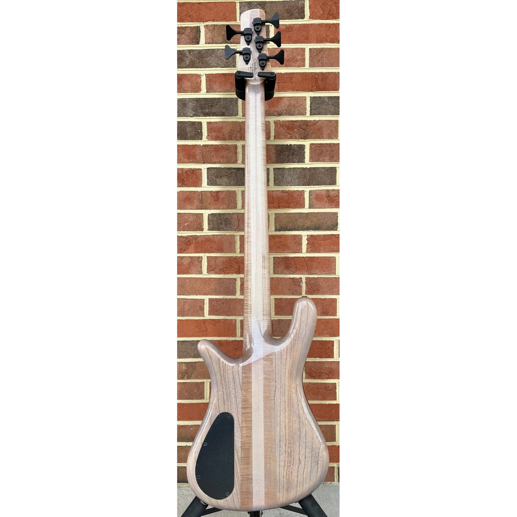Spector Spector USA NS-5XL, Natural to Purple Burst, Maple Burl Top, Swamp Ash Body, 3pc Maple Neck, Pale Moon Ebony Fretboard, Black Mother of Pearl Crown Inlays, EMG P5X/SJ5X Pickups, HAZ 9-Volt, TSA Case