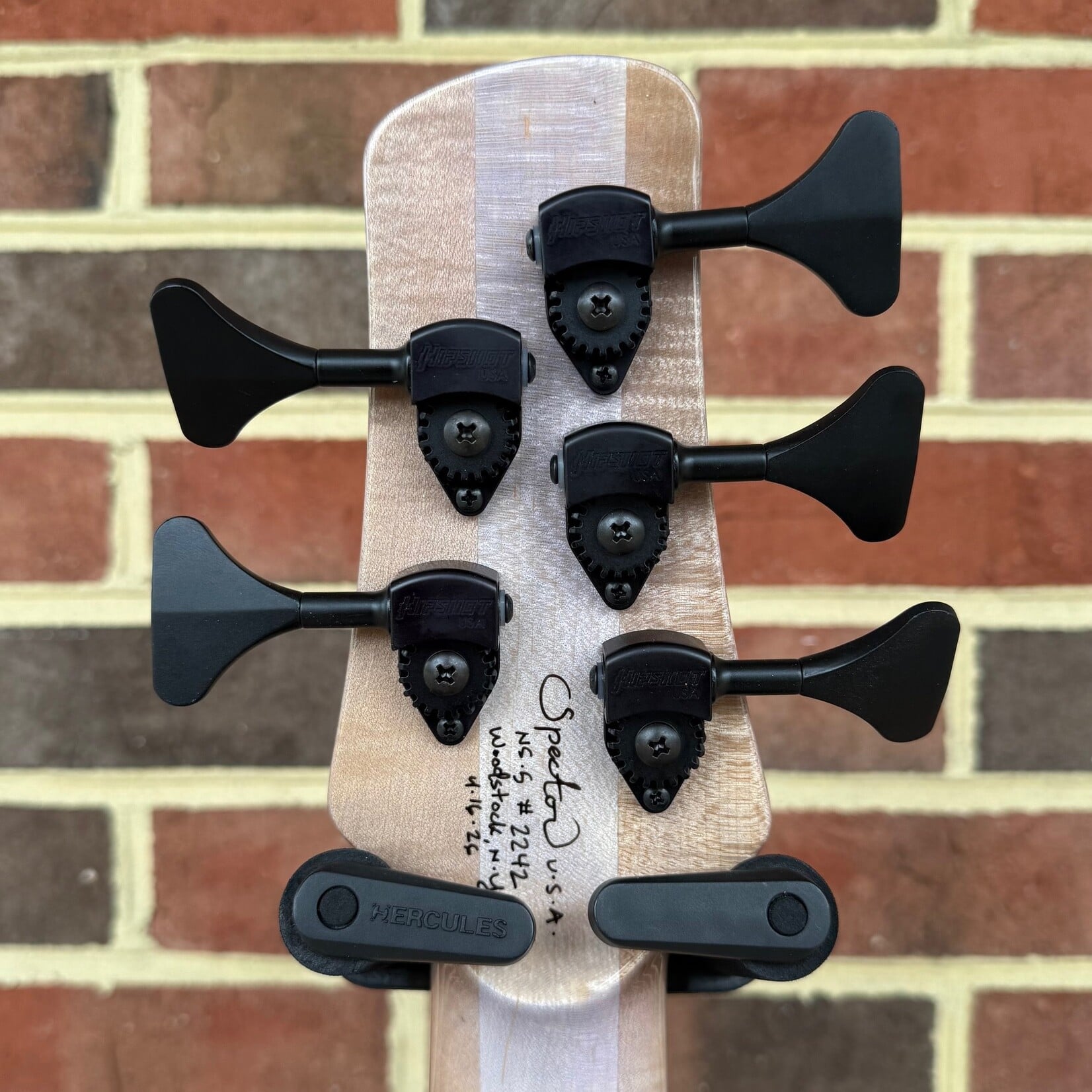 Spector Spector USA NS-5XL, Natural to Purple Burst, Maple Burl Top, Swamp Ash Body, 3pc Maple Neck, Pale Moon Ebony Fretboard, Black Mother of Pearl Crown Inlays, EMG P5X/SJ5X Pickups, HAZ 9-Volt, TSA Case