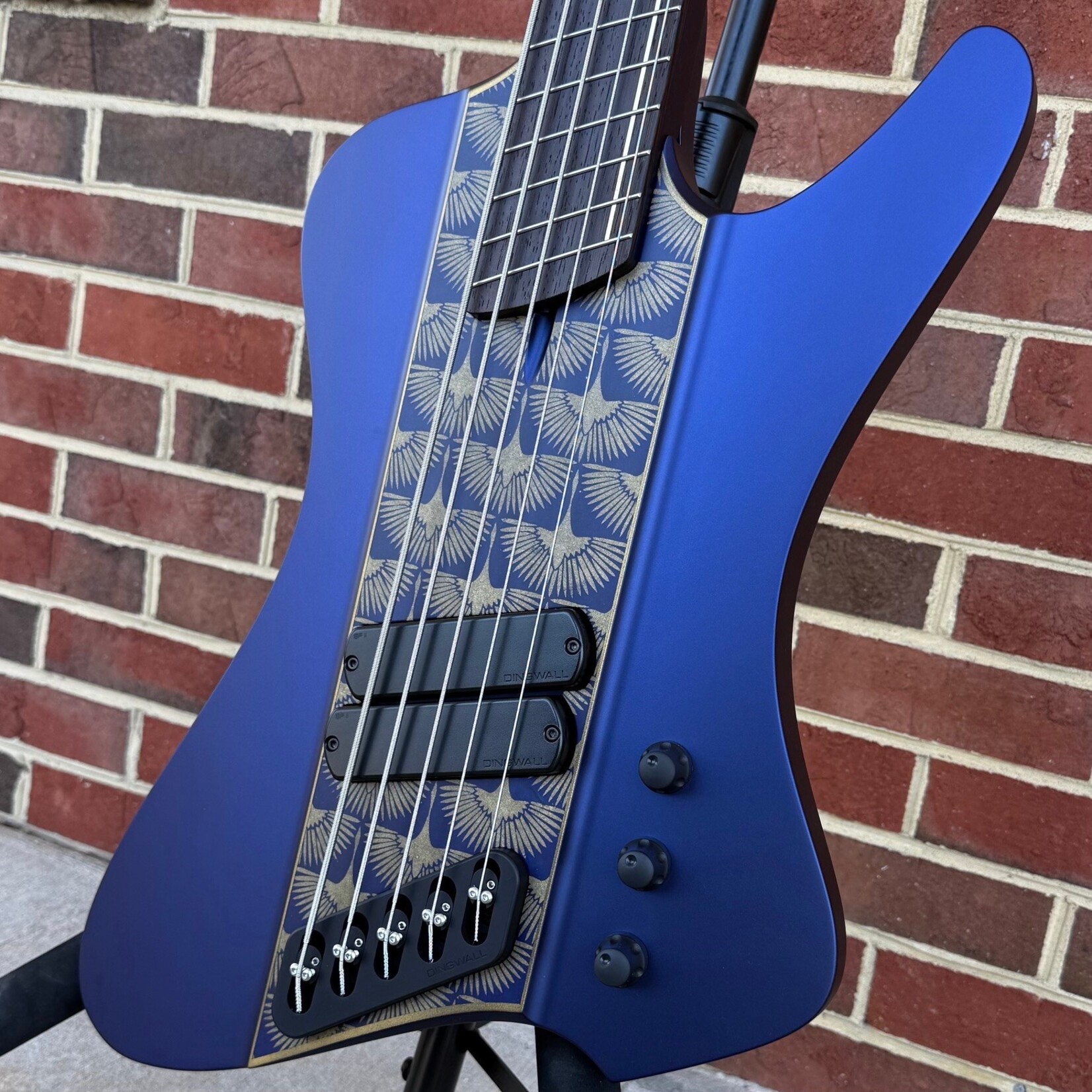 Dingwall Dingwall Master Series D-Roc - Paul Hillacre, Sapphire Blue Pearl with Nepalese Hand Made Paper Design, African Mahogany Body, 5pc Maple Neck, Wenge Fretboard, Custom Brass Inlay, Blue Luminlay Side Dots, Super Fatty II Pickups, Dingwall Deluxe Gig Bag
