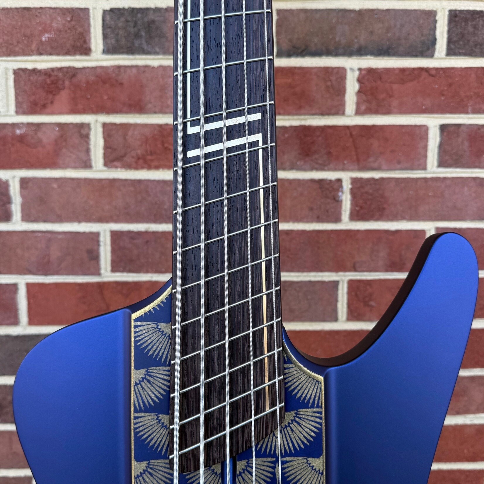 Dingwall Dingwall Master Series D-Roc - Paul Hillacre, Sapphire Blue Pearl with Nepalese Hand Made Paper Design, African Mahogany Body, 5pc Maple Neck, Wenge Fretboard, Custom Brass Inlay, Blue Luminlay Side Dots, Super Fatty II Pickups, Dingwall Deluxe Gig Bag