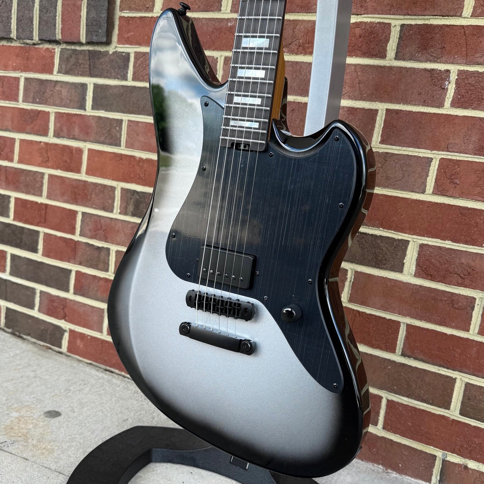 LTD ESP LTD JD-I, Joe Duplantier Signature Model, Silver Sunburst, Stainless Steel Frets, Locking Tuners, Dimarzio JD Fortitude Pickup, Hardshell Case
