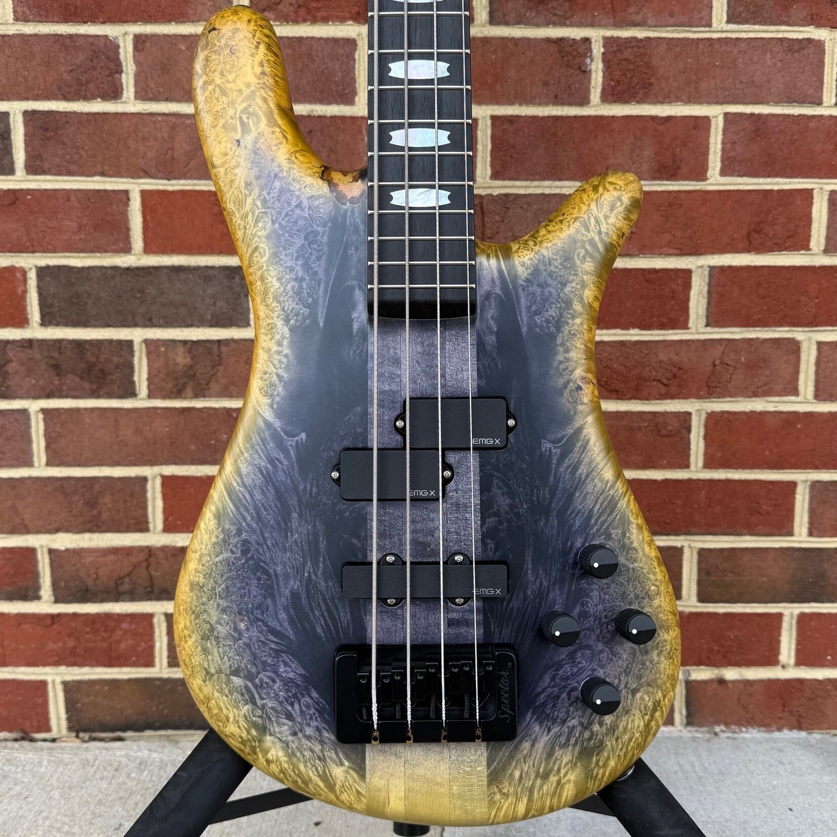 Spector Spector USA NS-2, Event Horizon, Maple Burl Top, Reclaimed Redwood Body, 3pc Maple Neck, Ebony Fretboard, EMG PX/SJX Set, HAZ 9-volt Preamp, TSA Case