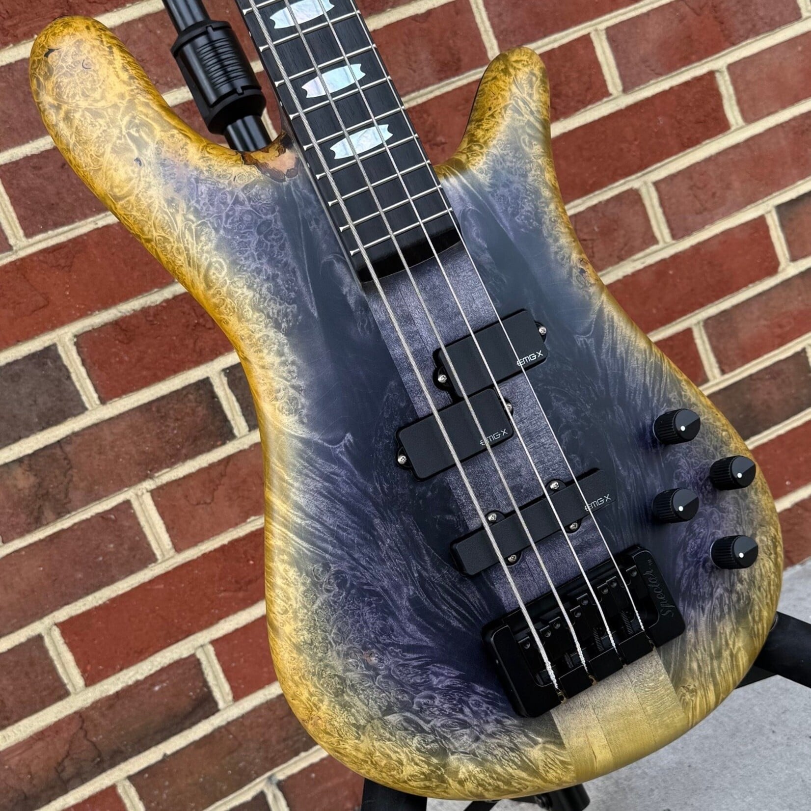 Spector Spector USA NS-2, Event Horizon, Maple Burl Top, Reclaimed Redwood Body, 3pc Maple Neck, Ebony Fretboard, EMG PX/SJX Set, HAZ 9-volt Preamp, TSA Case