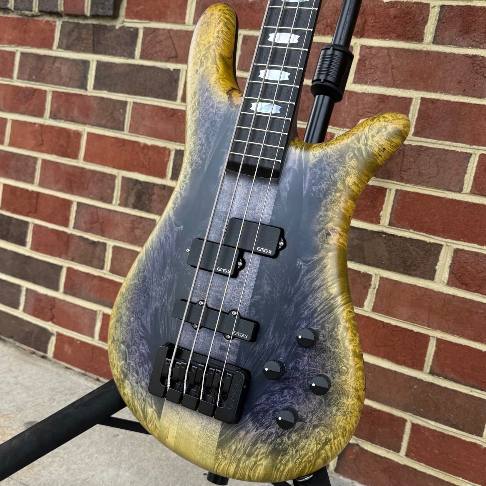 Spector Spector USA NS-2, Event Horizon, Maple Burl Top, Reclaimed Redwood Body, 3pc Maple Neck, Ebony Fretboard, EMG PX/SJX Set, HAZ 9-volt Preamp, TSA Case