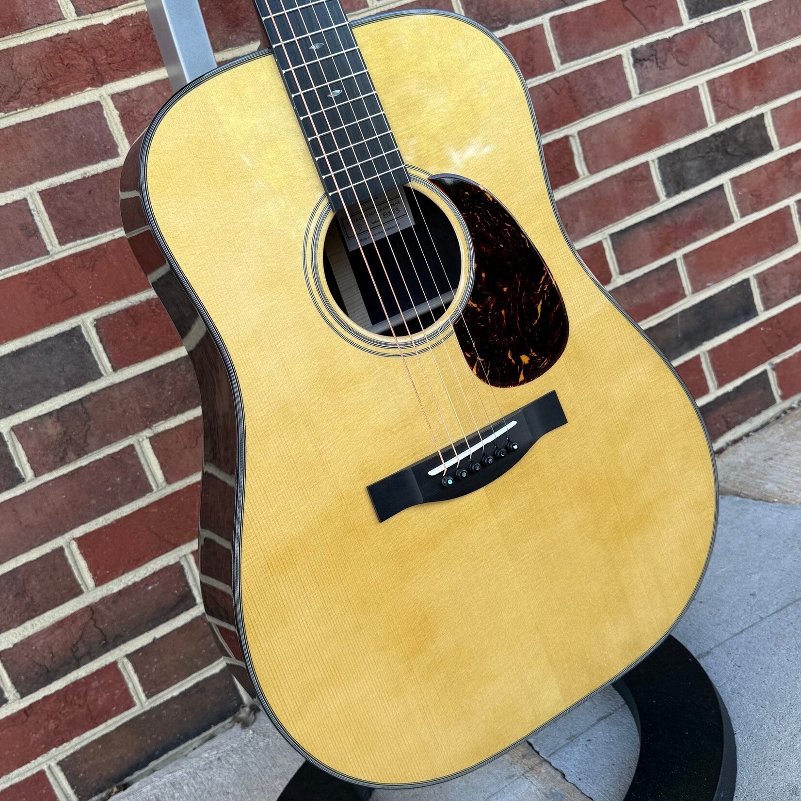 Santa Cruz Guitar Co. Santa Cruz Custom D, German Spruce Top - Vintage Tint, African Blackwood Back & Sides, Black Binding, Koa Back Strip and Tail Strip, 45 Style Abalone Inlays, Hardshell Case