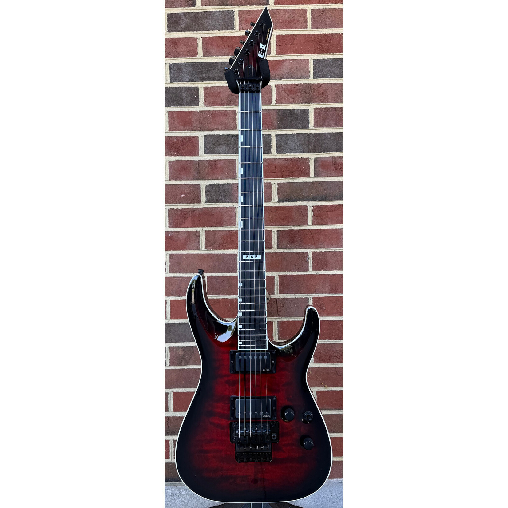 ESP ESP E-II Horizon FR-II, See Thru Black Cherry Sunburst, Neck Thru, Quilted Maple Top, Mahogany Body, Floyd Rose Original Bridge, EMG 57/66TW Pickups, Hardshell Case, SN# ES7364253