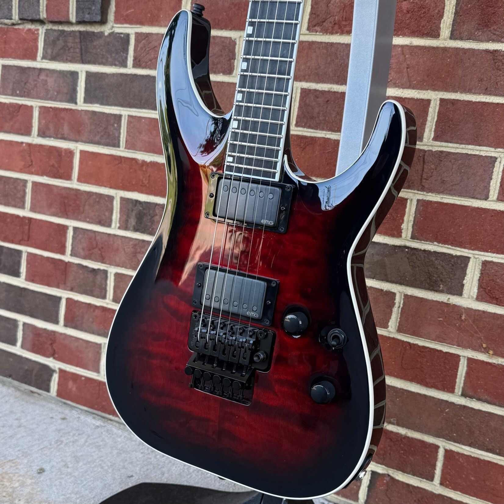 ESP ESP E-II Horizon FR-II, See Thru Black Cherry Sunburst, Neck Thru, Quilted Maple Top, Mahogany Body, Floyd Rose Original Bridge, EMG 57/66TW Pickups, Hardshell Case, SN# ES7364253