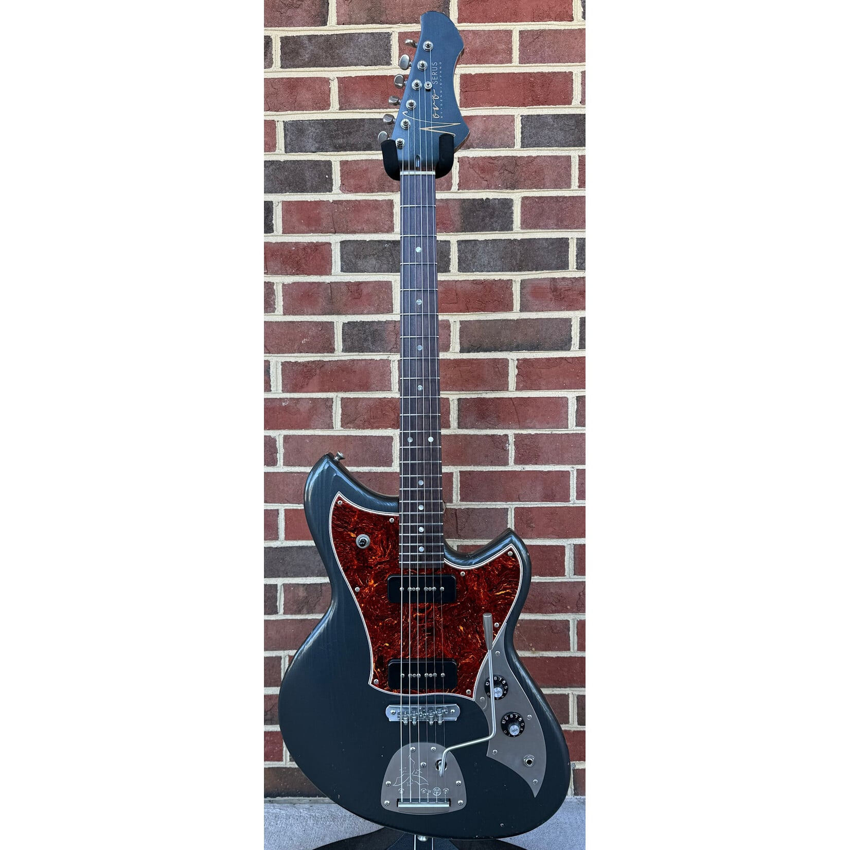 Novo Guitars Novo Guitars Serus J, Charcoal Frost, Tempered Pine Body, Light Distress, Tempered Maple Neck, East Indian Rosewood Fretboard, Matching Headstock, Tortoise Shell Pickguard, Novo Deluxe Gig Bag