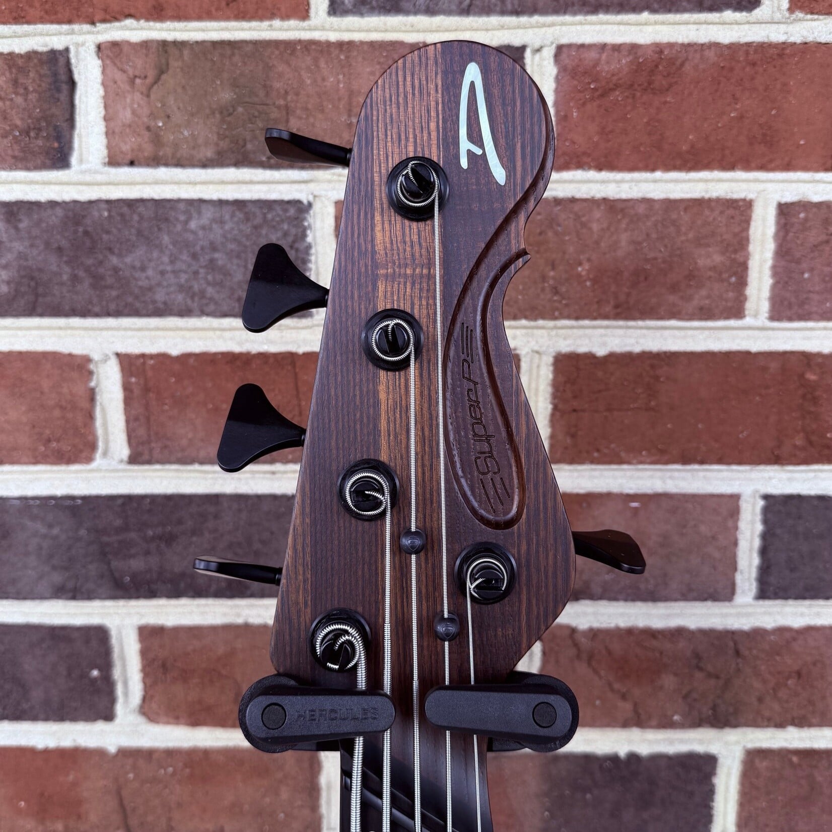 Dingwall Dingwall Super PJ Custom 5-String, White Ceruse w/ Black Grain Fill, Swamp Ash Body, Wenge Neck, Obsidian Maple Fretboard, White Pearloid Block Inlays, Blue Luminlay Side Dots, Dingwall Deluxe Gig Bag