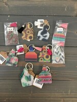 Cow tag keychains - Blk/floral