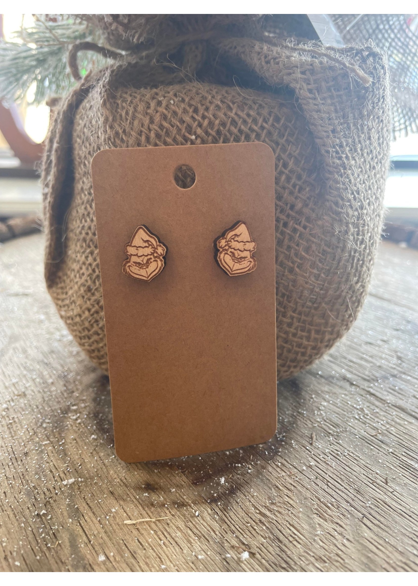 Grinch Wood Earrings