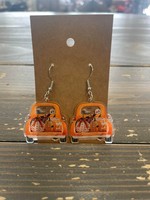 Orange Pumpkin Truck Dangle Earrings