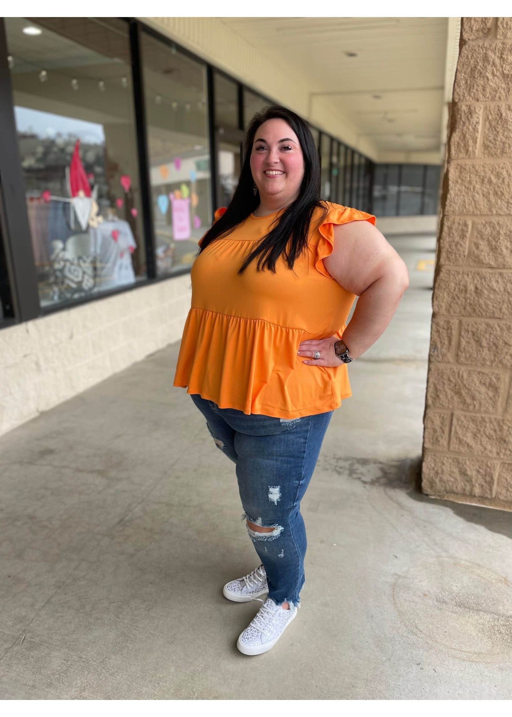 Orange Ruffle  Swing Top